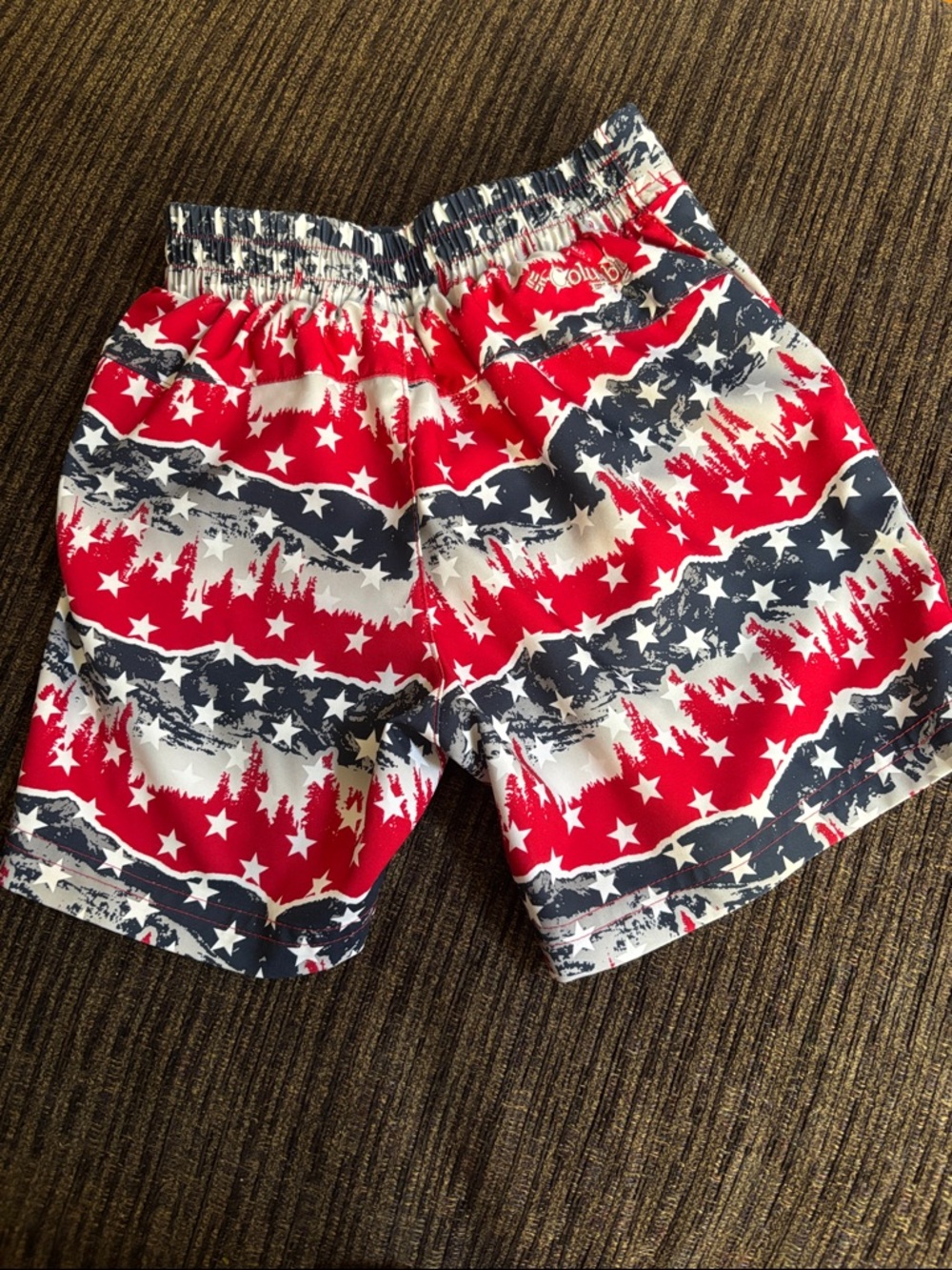 Toddler Columbia Patriotic Star & Tree Print Swim Shorts - Red, White & Navy